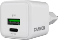 Canyon CU20AC GaN 1x USB-A / 1x USB-C Hálózati töltő Adapter 20W - Fehér