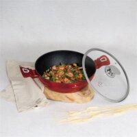 Blauman BL-3984 Alacsony Lábas Üveg fedővel Ø 28cm 3.8L - Piros