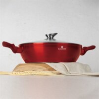Blauman BL-3984 Alacsony Lábas Üveg fedővel Ø 28cm 3.8L - Piros