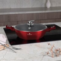 Blauman BL-3984 Alacsony Lábas Üveg fedővel Ø 28cm 3.8L - Piros
