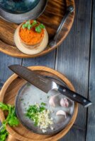 Kohersen Elegance Ebony Wood Rozsdamentes acél Santoku kés 12,7cm - Fekete