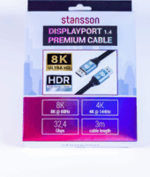 Stansson SIC-DPHQ-007-D Displayport 1.4 - Displayport 1.4 8K 60Hz kábel 3m - Fekete