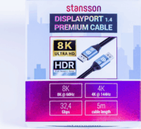 Stansson SIC-DPHQ-008-D Displayport 1.4 - Displayport 1.4 8K 60Hz kábel 5m - Fekete