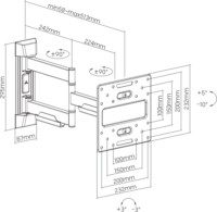 Stansson WM-2343-5-5 23"-43" LCD TV / Monitor fali tartó konzol - Fekete
