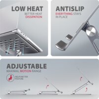 Axagon STND-LQ Állítható / Dönthető 10"-16" Laptop Asztali Állvány - Ezüst