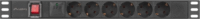 Lanberg PDU-06F-0200-BK 1U 19" 6-os túlfeszültség védő elosztó 2m - Fekete