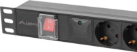 Lanberg PDU-06F-0200-BK 1U 19" 6-os túlfeszültség védő elosztó 2m - Fekete