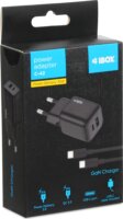 iBOX C-42 USB-A / USB-C Hálózati Gyorstöltő Adapter 33W + USB Type-C töltőkábel - Fekete