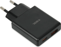 iBOX C-43 USB-A / USB-C Lapos Hálózati Gyorstöltő Adapter 30W - Fekete