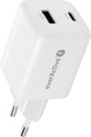 EverActive SC-450Q USB-A / USB-C Hálózati Gyorstöltő Adapter 45W - Fehér