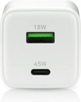 EverActive SC-450Q USB-A / USB-C Hálózati Gyorstöltő Adapter 45W - Fehér