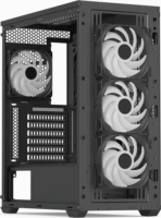 AeroCool D501A-G-BK-V2 Midi Torony Számítógépház + 4db 120mm ventilátor - Fekete