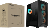Gigabyte C301 Glass V2 Midi Torony Számítógépház + 4db 120mm ventilátor - Fekete