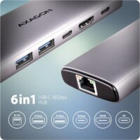 Axagon HMC-6G2L Univerzális USB-C Laptop dokkoló Állomás 100 Watt