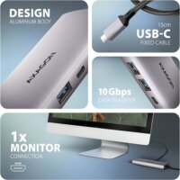 Axagon HMC-6G2L Univerzális USB-C Laptop dokkoló Állomás 100 Watt
