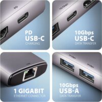 Axagon HMC-6G2L Univerzális USB-C Laptop dokkoló Állomás 100 Watt