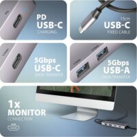 Axagon HMC-5H60 Univerzális USB-C Laptop dokkoló Állomás 100 Watt