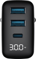Havit UCLE001 EU USB-C / 2x USB-A Hálózati Gyorstöltő Adapter 30W - Fekete