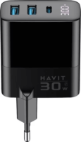 Havit UCLE001 EU USB-C / 2x USB-A Hálózati Gyorstöltő Adapter 30W - Fekete