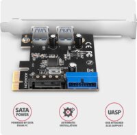AXAGON PCEU-232RS PCIe vezérlő 2x ext. + 2x int. USB 5Gbps