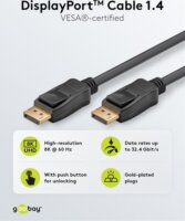 Goobay 74779 DisplayPort 1.4 - DisplayPort 1.4 Kábel 3m - Fekete
