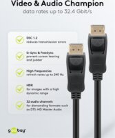 Goobay 74777 DisplayPort 1.4 - DisplayPort 1.4 Kábel 1m - Fekete