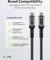 Goobay 74211 USB-C apa - USB-C apa Adat és töltő kábel 1m - Szürke