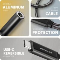 Axagon ADA-HCPD USB-C - USB-C/DAC Audio Átalakító Adapter 60W - Fekete