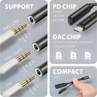 Axagon ADA-HCPD USB-C - USB-C/DAC Audio Átalakító Adapter 60W - Fekete