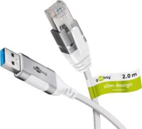 goobay USB-A 3.2 Gen1 - RJ-45 Ethernet Adapterkábel 2m - Fehér