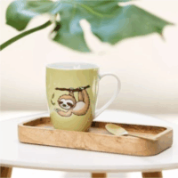 Nici Slobby a lajhár 310 ml porcelán Bögre ajándéktárgy - Zöld mintás