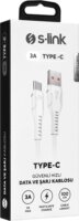 S-Link SL-X243 USB-A apa - USB-C apa Adat- és töltőkábel 1m - Fehér