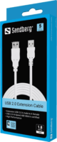 Sandberg USB-A 2.0 apa - USB-A 2.0 anya Hosszabbító Kábel 1,8m - Fehér
