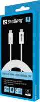 Sandberg USB-C apa - USB-C apa 4.0 Adat- és töltőkábel 240W 2m - Fehér