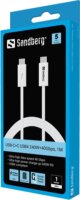 Sandberg USB-C apa - USB-C apa 4.0 Adat- és töltőkábel 240W 1m - Fehér