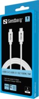 Sandberg USB-C apa - USB-C apa 3.1 Adat- és töltőkábel 100W 1m - Fehér