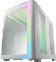 FSP M580-WA Midi Torony Számítógépház + 4db 120mm ARGB ventilátor - Fehér