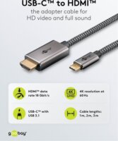 Goobay USB-C - HDMI 4K Átalakító kábel 1m - Fekete/Ezüst