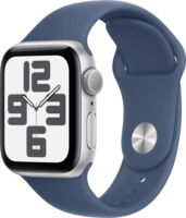 Apple Watch SE (2024) GPS (40mm) Okosóra - Ezüstszínű Alumíniumtok Denimszínű Sportszíjjal (M/L)