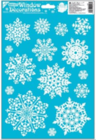 Hópelyhek csillámos ablakmatrica 42 x 30 cm - Fehér/Többféle