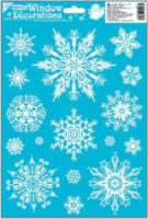 Hópelyhek csillámos ablakmatrica 42 x 30 cm - Fehér/Többféle