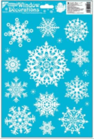 Hópelyhek csillámos ablakmatrica 42 x 30 cm - Fehér/Többféle