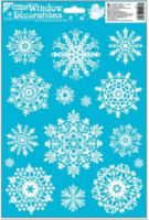 Hópelyhek csillámos ablakmatrica 42 x 30 cm - Fehér/Többféle