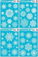 Hópelyhek csillámos ablakmatrica 42 x 30 cm - Fehér/Többféle