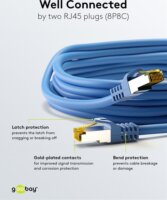 goobay 91592 S/FTP Cat7 RJ45 600MHz (Cat6a 500MHz) Patch kábel 1.5m - Kék