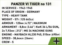 Cobi Blocks Panzer VI 131 Tiger Tank 898 darabos építő készlet 1 figurával 1:35
