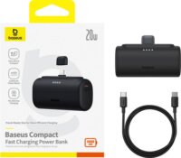 Baseus OS-Compact IP Powerbank USB-C + Type-C / 5000mAh 20W - Fekete