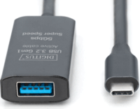 Digitus DA-73110 USB-C apa - USB-A anya 3.2 Aktív hosszabbító kábel 5m - Fekete