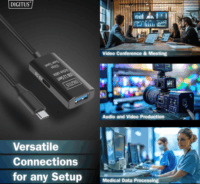 Digitus DA-73110 USB-C apa - USB-A anya 3.2 Aktív hosszabbító kábel 5m - Fekete