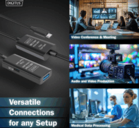 Digitus DA-73111 USB-C apa - USB-A anya 3.2 Aktív hosszabbító kábel 10m - Fekete